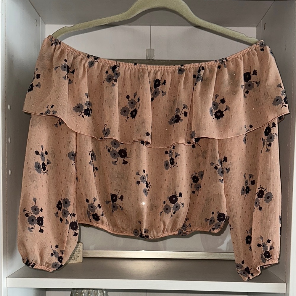 Floral Off-Shoulder Blouse - Pink